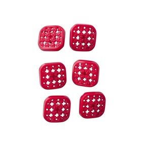 VTG MCM Plastic Buttons Red 6 Square Shank Buttons
